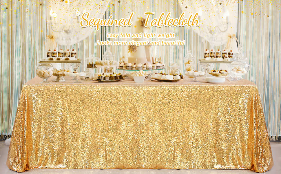 SoarDream Sequin Fabric by The Yard Gold 4 Yard Shimmer Fabric Mesh Sequins  Fabric for Sewing Dress and Making Wedding Party Tablecloth Table Runner